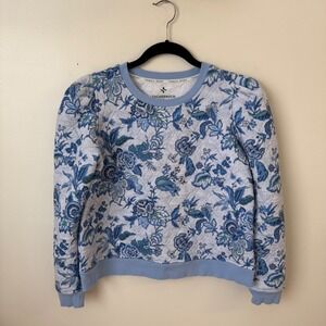 Tuckernuck Sport Puff Sleeve Quilted Stretch Campbell Pullover Floral SZ M NWOT